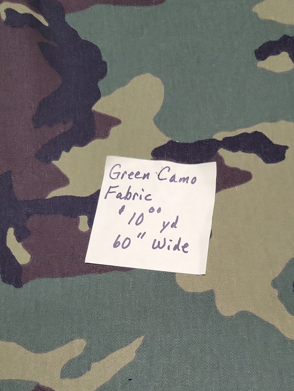 Green Camo Fabric 3 Yards,  60" Wide